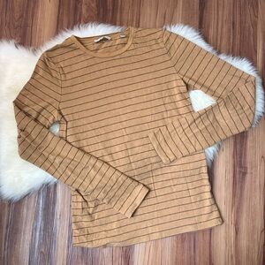 Vince Brown Striped Wool Blend Long Sleeve Shirt • Size M